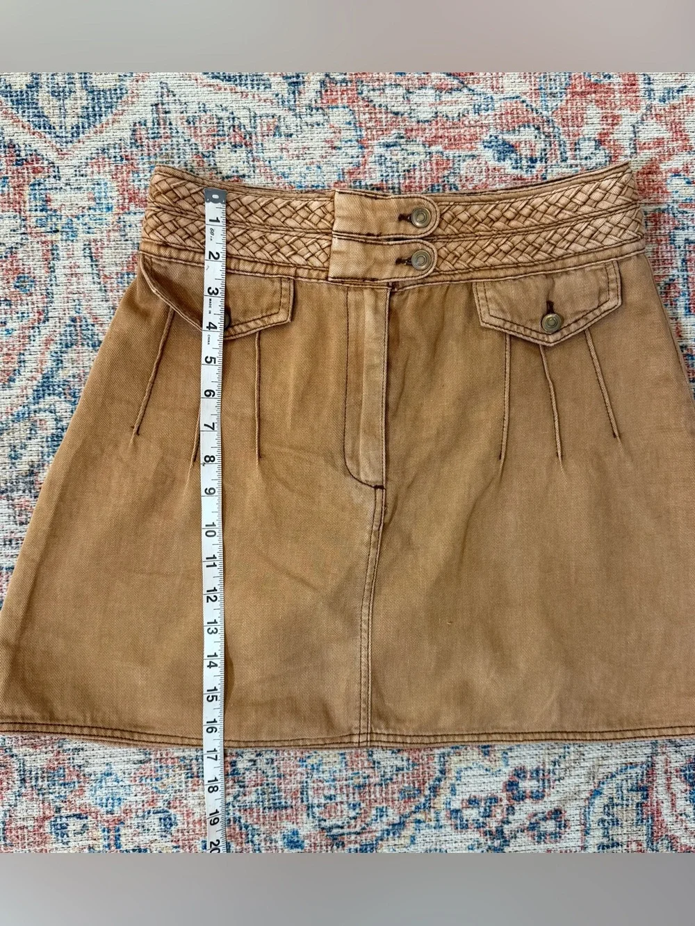 FREE PEOPLE Cotton Mini Skirt Brown Boho Festival Hippie Hipster Size 8 S/M - Picture 6 of 10